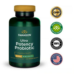Bottle of Swanson Ultra Potency Probiotic 66B CFU capsules