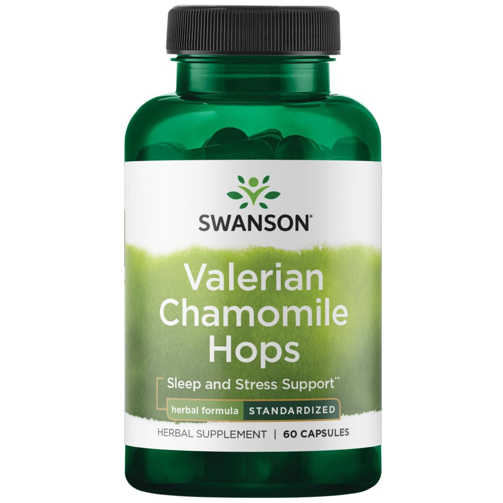 Swanson Valerian Chamomile Hops Sleep Complex 60 Capsules bottle