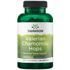 Swanson Valerian Chamomile Hops Sleep Complex 60 Capsules bottle