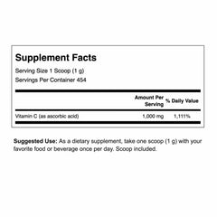 Back label with ingredients and dosage information