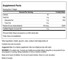 Close-up of Swanson Vitamin D-3 with Coconut capsules highlighting coconut-infused formula for bone and immune support