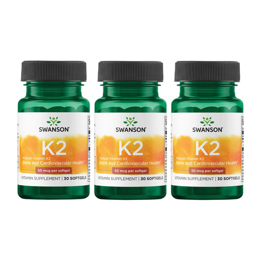 Front view of Swanson Vitamin K2 MK-7 Natto 50 mcg bottle