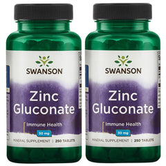 Bottle of Swanson Zinc Gluconate 30 mg, 250 tablets, 2-pack