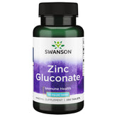 Front view of Swanson Zinc Gluconate bottle containing 250 tablets