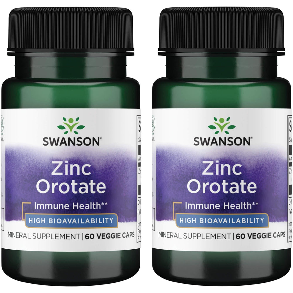 Swanson Zinc Orotate 10 mg elemental zinc - 60 vegan capsules, 2-pack