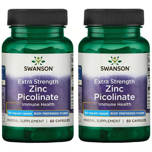 Front label of Swanson Zinc Picolinate 50 mg 60 capsules Pack 2