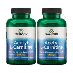Front view of Swanson Acetyl-L-Carnitine 100 veggie capsules bottle