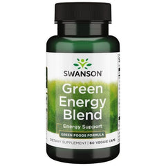 Side view of Swanson Greens Green Energy Blend 60 Veg Cap bottle