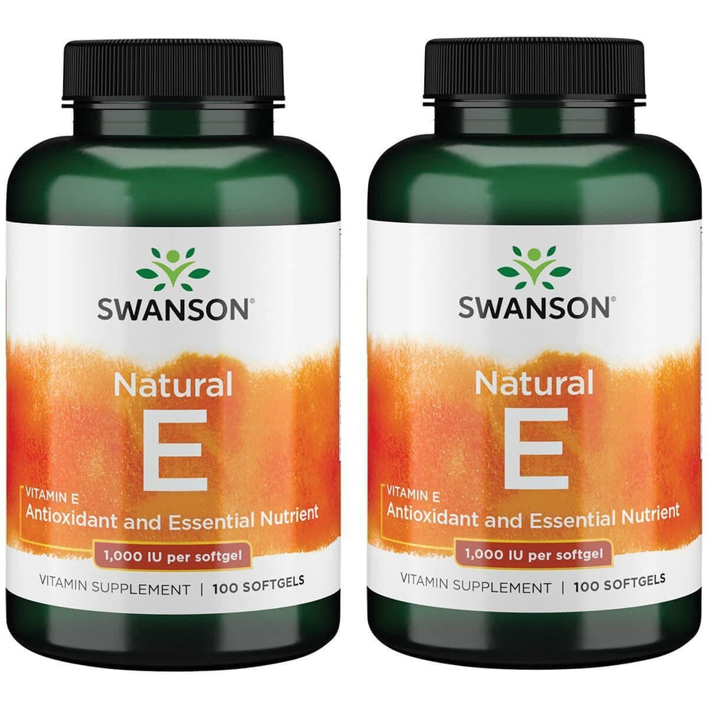 Swanson Vitamin E 1000 IU softgels – natural D-Alpha Tocopherol, 2-pack