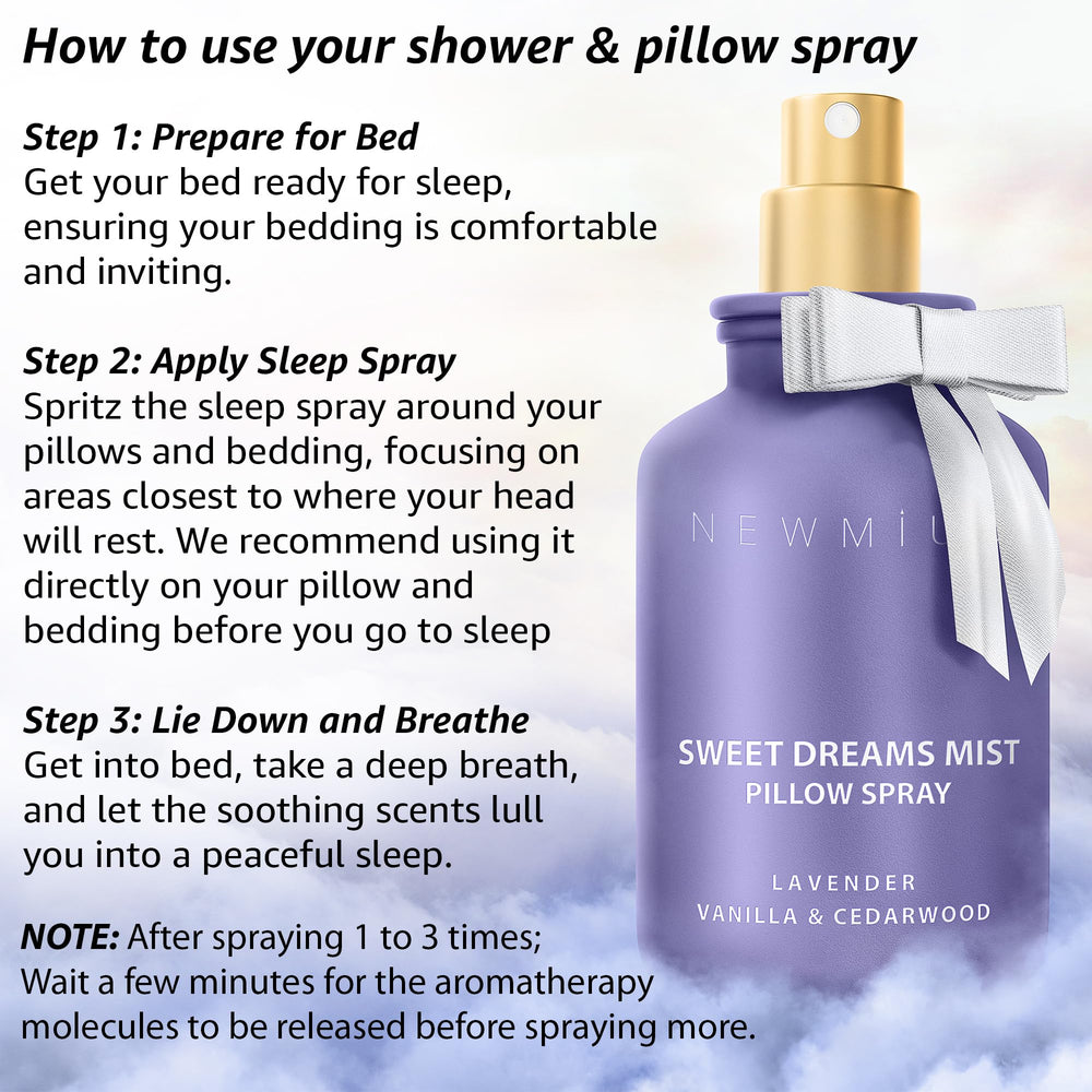 Mist being sprayed near bedding and pillows