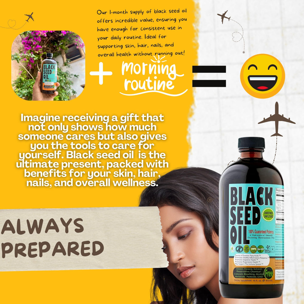 Close-up of the Black Seed Oil label