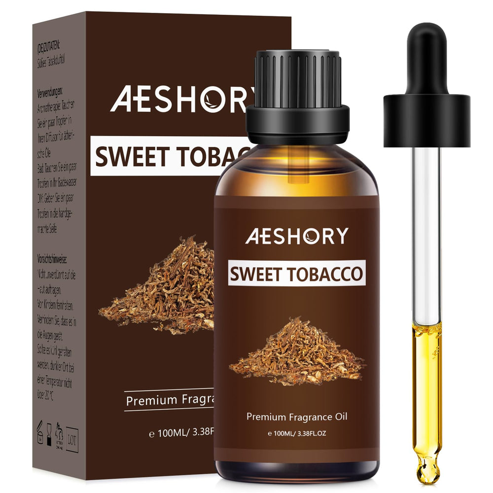 Sweet Tobacco Fragrance Oil 100ml bottle with amber glass and dropper