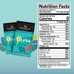Close-up packaging of SweetLeaf Stevia Packets