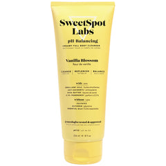 SweetSpot Labs feminine wash bottle front with vanilla blossom scent offers gentle cleansing for intimate skin.