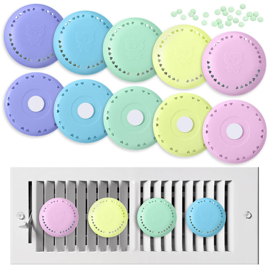Swiffen vent diffuser purple box close-up highlighting long-lasting tea scent for rooms.