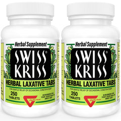 Swiss Kriss pack-two-bottles offers convenient two-pack for gentle, occasional relief with natural herbs.