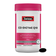 Swisse CoQ10 supplement bottle with 180 softgels