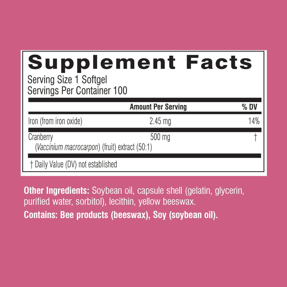 Softgel capsules close-up of Swisse Cranberry Pills