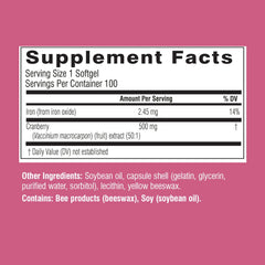 Softgel capsules close-up of Swisse Cranberry Pills