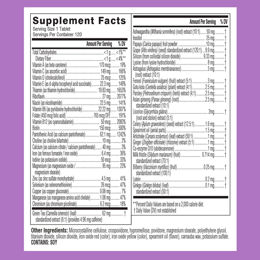 Swisse Women’s multivitamin tablets on white background