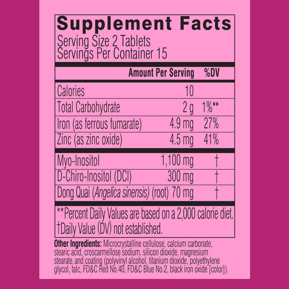 Ingredient highlights: 1100mg Myo-Inositol and 300mg DCI per serving