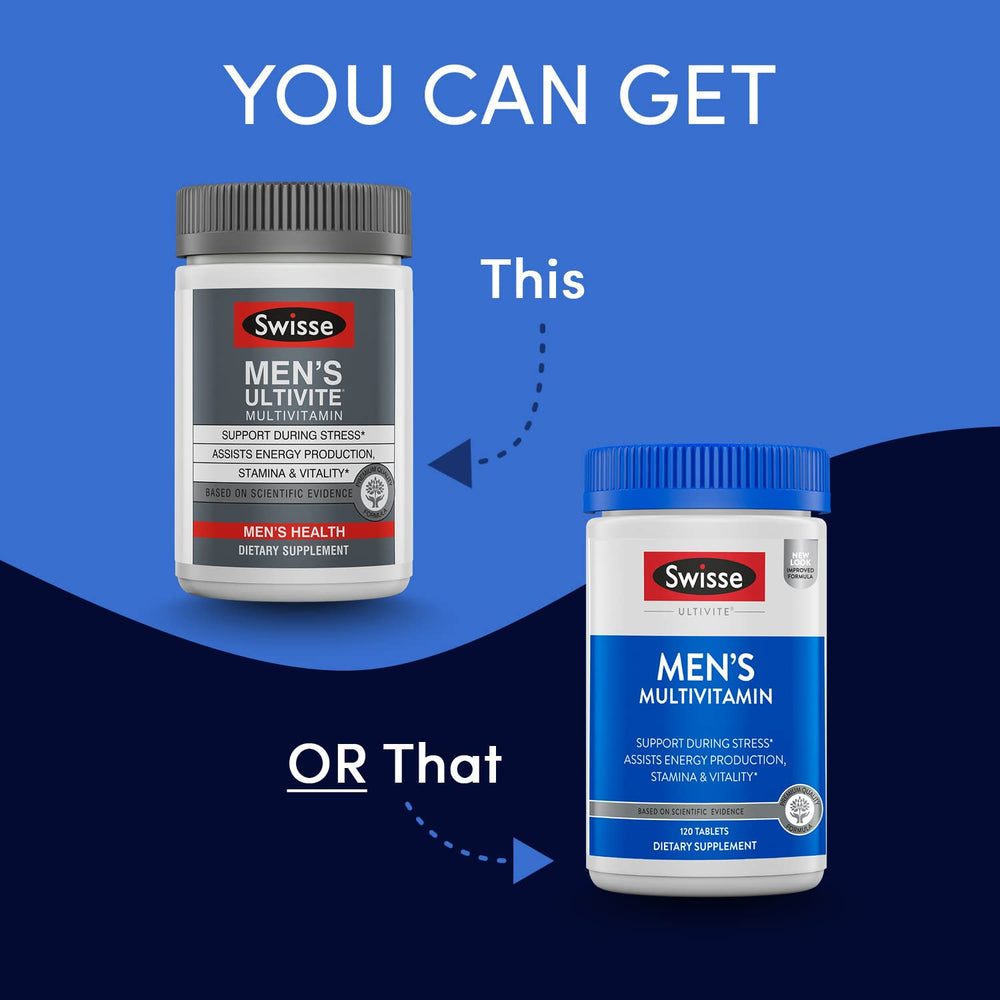 Swisse Ultivite Men's Daily Multivitamins packaging and bottle