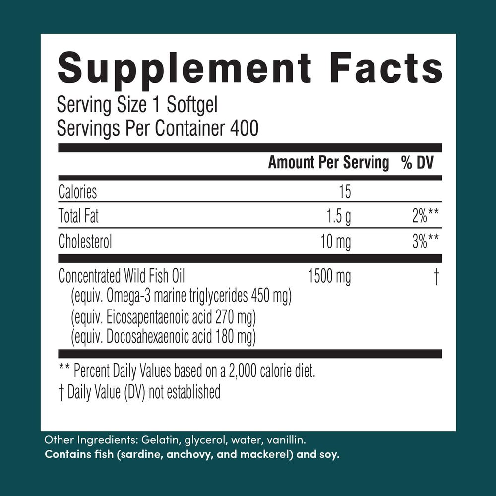 Ingredient list for Swisse Wild Fish Oil 1500 mg