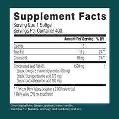Ingredient list for Swisse Wild Fish Oil 1500 mg