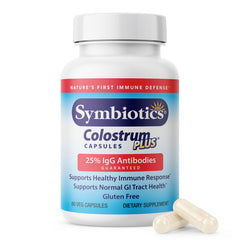 Symbiotics Colostrum 60ct Vegetable Capsules bottle – front view