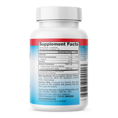 Full product display with bottle and capsules on neutral background