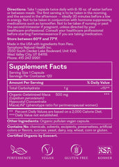 Symphony Natural Health Femmenessence MacaLife ingredients list highlights organic quality