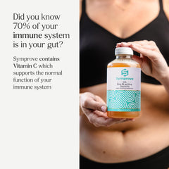 Non-dairy and gluten-free label on Symprove 2 Litre bottle