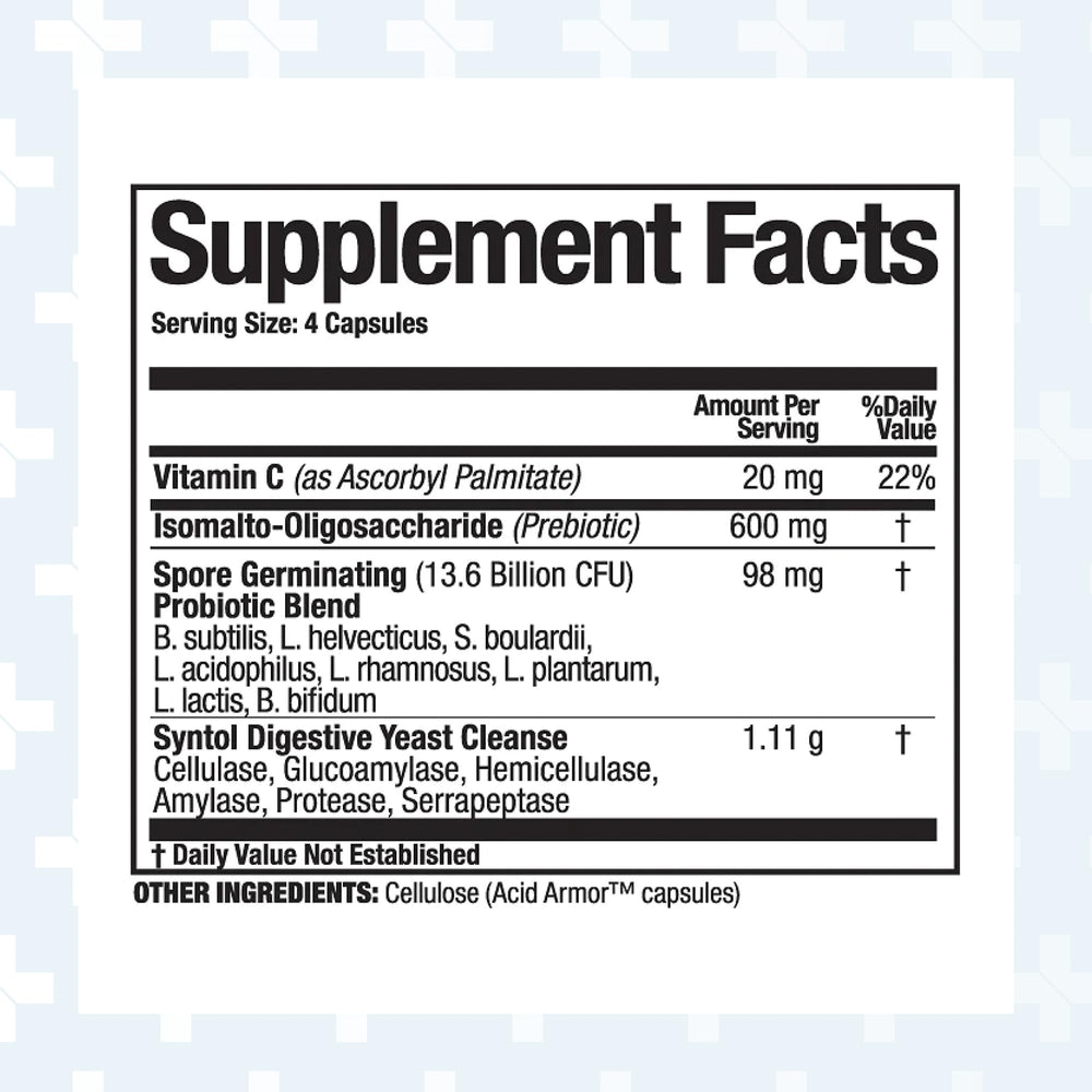 Close-up of CFU count on Syntol packaging (13.6B CFUs)