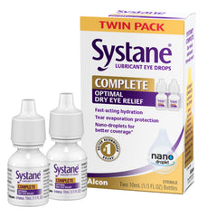 Systane Complete eye drops bottle pour demonstrates fast hydration for dry eyes