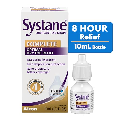 Systane Complete nano-droplets close-up shows protective matrix across the eye surface.