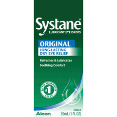 Systane eye drops apply, offering quick, soothing relief during daily activities.