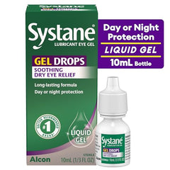 Systane gel drops packaging varies, ideal for home or on-the-go use.