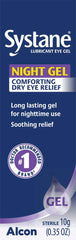 Systane Lubricant Eye Gel nighttime drop dispensing demonstrates soothing overnight relief