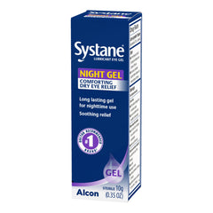 Systane Lubricant Eye Gel nighttime tube closeup shows thick gel for overnight protection
