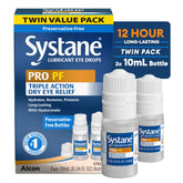 Systane PRO PF bottle front shows compact on-the-go packaging for dry-eye relief