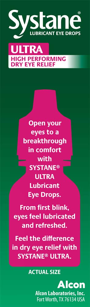 Systane Ultra eye drops dispense action showing easy application.