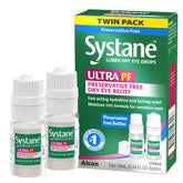 Systane Ultra multi-dose bottle front view showing preservative-free formula for quick eye comfort.