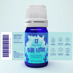 Blue Lotus essential oil bottle close-up 5ml
