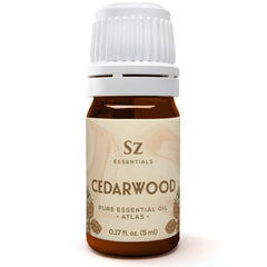 Sz Essentials Cedarwood essential oil bottle with label Cedrus atlantica (5ml).