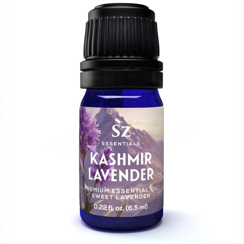 Sz Essentials Kashmir Lavender Essential Oil bottle close-up with label