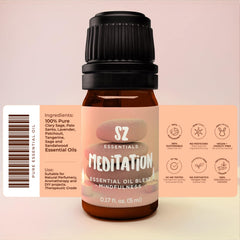 Label of SZ Essentials Meditation essential oil blend