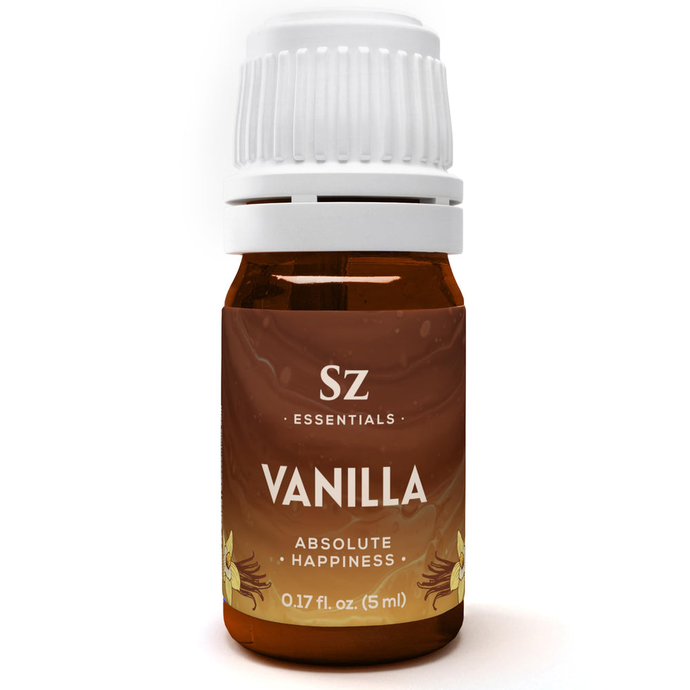 Sz Essentials Vanilla Essential Oil bottle 5ml with white label