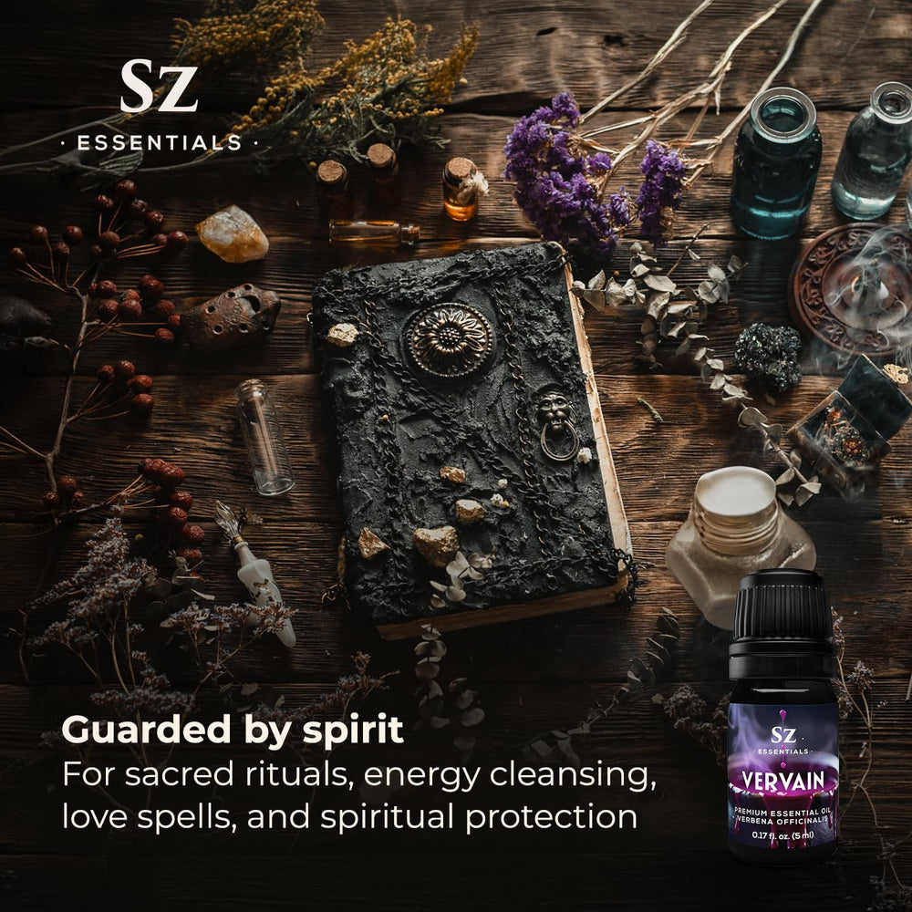 Candle ritual setup featuring vervain oil