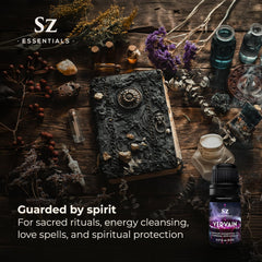 Candle ritual setup featuring vervain oil