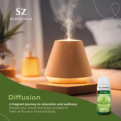 Aromatherapy scene featuring White Lotus oil and candles